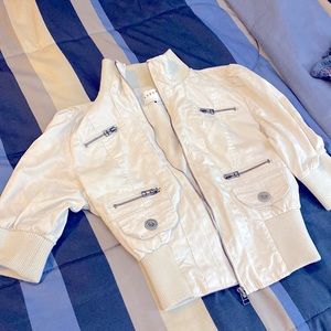Ashley White Crop Top Jacket - before elbow sleeves